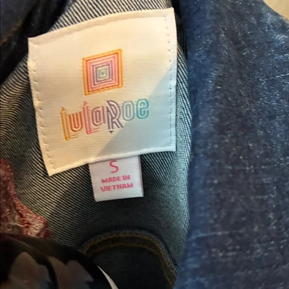 LuLaRoe Blue Stretchy Embroidered Jean Jacket Small - Picture 2 of 8